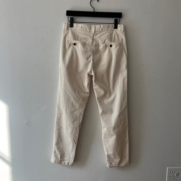 H&M Men’s Corduroy Off White Trousers Pants Pleated Size 31 X 29 - Picture 5 of 9